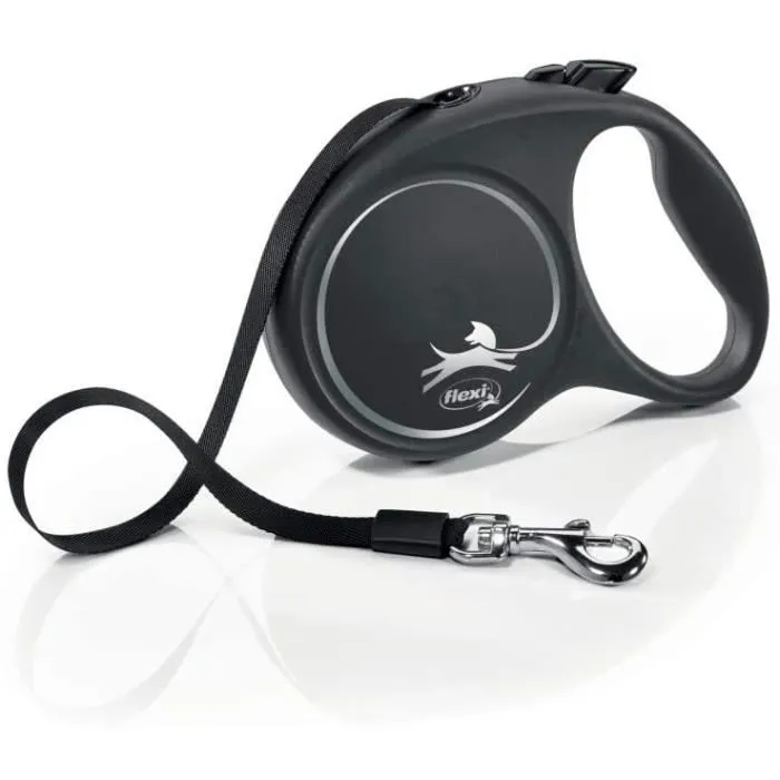 Flexi Laisse sangle Black Design L - 5 m - noir argent