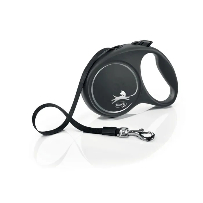 Flexi Laisse sangle Black Design L - 5 m - noir argent