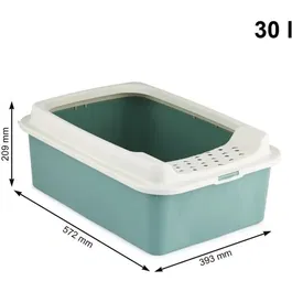 Rotho Mypet Bonnie - Bac à litière avec rebords anti-projections et couvercle perforé - 57.2 x 39.3 x 20.9 cm - Plastique recyclé sans BPA - Vert