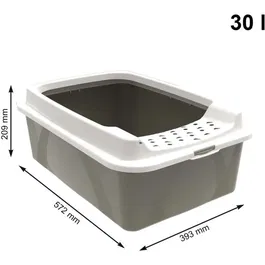 Rotho Mypet Bonnie - Bac à litière avec rebords, couvercle perforé et entrée basse, 57.2 x 39.3 x 20.9 cm, couleur Cappuccino, pour chatons, chats âgés et adultes