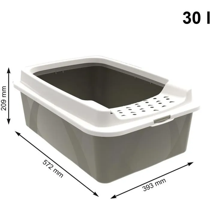 Rotho Mypet Bonnie - Bac à litière avec rebords, couvercle perforé et entrée basse, 57.2 x 39.3 x 20.9 cm, couleur Cappuccino, pour chatons, chats âgés et adultes