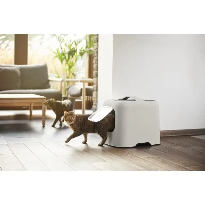 Biala - Maison de toilette pour chat avec filtre anti-odeurs - Bac à litière 51 x 39 x 40 cm - Couleur Cappuccino - En plastique recyclé