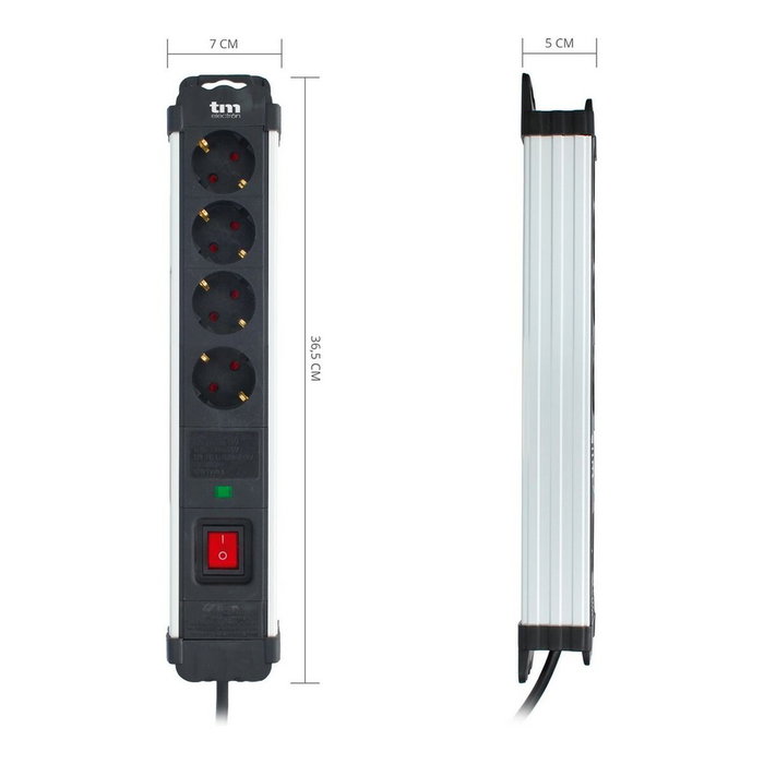 Rallonge 4 prises Schuko avec interrupteur TM Electron TMUAD404