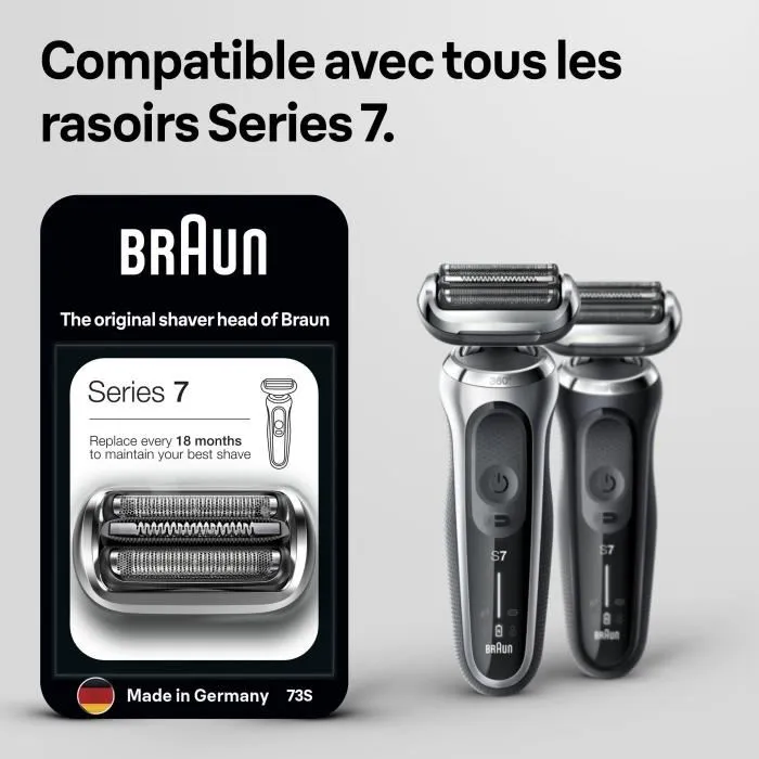 Braun 73S KP - Cassette de tête de rasoir pour Series 7 (73S) - Argent - Tête de rechange originale pour rasoir électrique Braun Series 7 nouvelle génération