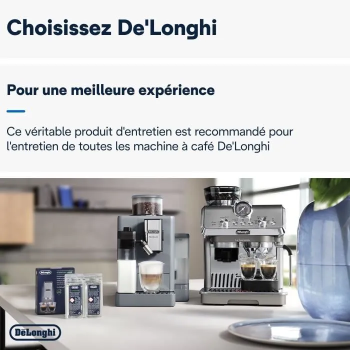 Delonghi DLS C200 Détartrant EcoDecalk Mini 2 x 100 ml pour Machines à Café - 2 ans de garantie