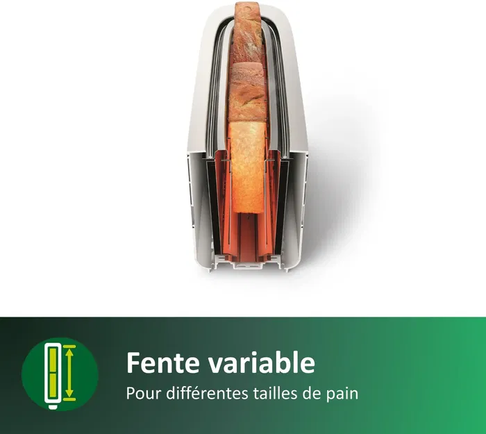 Philips HD2692/90 - Grille-pain 1 Fente Extra-Large Inox (950W) - 8 Niveaux de Dorure et Accessoire Réchauffe-Viennoiseries