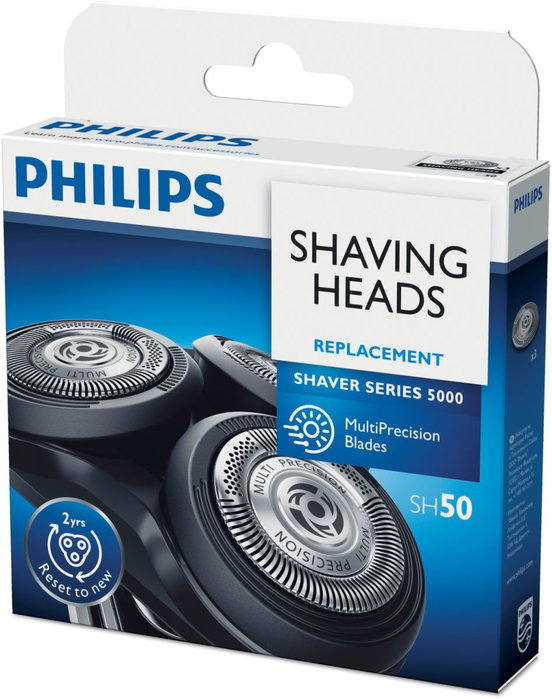 Philips Têtes de rechange SH50/50 Série 5000, Pack de 3, Noir/Chrome