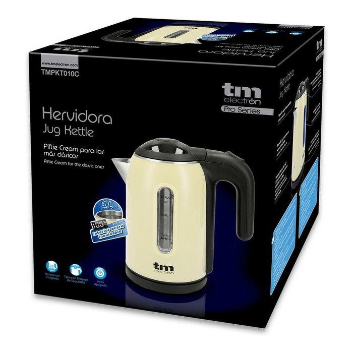Bouilloire Électrique avec Voyant LED TM Electron Acier inoxydable Crème Bouilloire Électrique avec Voyant LED TM Electron Acier inoxydable Crème