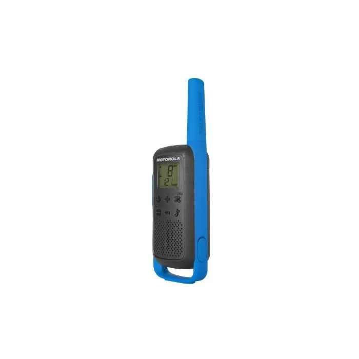 Motorola T62 - Pack de 2 Talkies-Walkies PMR446 8 km - Sans licence - 16 Canaux et 121 Codes - Couplage simplifié - Bleu