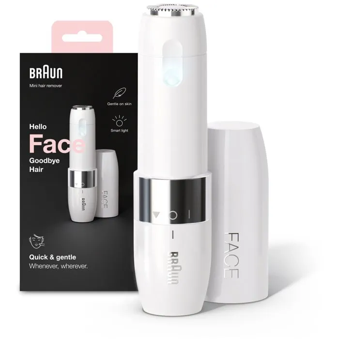 Braun FS1000 - Rasoir électrique visage pour femme Braun Face Mini avec fonction Smart Light - Blanc - Pour un rasage précis et homogène