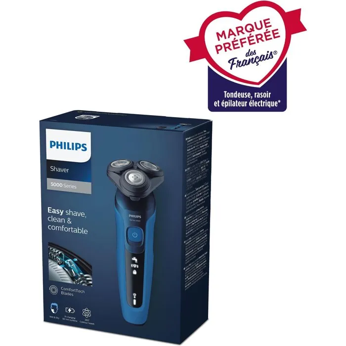 Philips Rasoir électrique Series 5000 S5466/17 Wet & Dry, Bleu et Noir