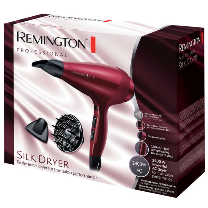 Remington AC9096 Sèche-cheveux rouge avec moteur professionnel - 2300 W, 2 vitesses, 3 températures, concentreur et diffuseur