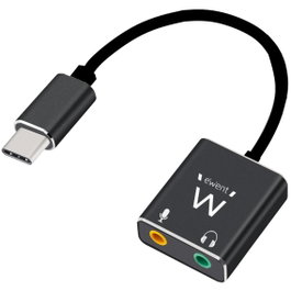 Ewent EC1645 Adaptateur Audio USB Type C vers 2x Jack 3,5 mm Aluminium 0.15m