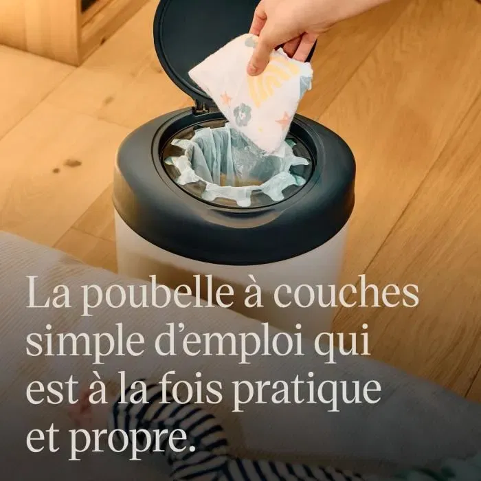 Tommee Tippee Simplee Starter Pack - Poubelle à couches avec 6 recharges, film anti-bactérien parfumé, hermétique, élimine les odeurs, blanc
