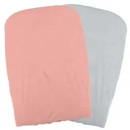 Domiva Lot de 2 Housses de Matelas à Langer Oeko-Tex - Taille 50 x 75 cm - Polycoton Éponge Élastiqué - Couleur Pêche/Perle