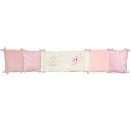 Domiva Tour de lit bébé Jolly en microfibre polyester 100%, 3 panneaux adaptables 30x180 cm, blanc et rose, pour lit 60x120 et 70x140 cm