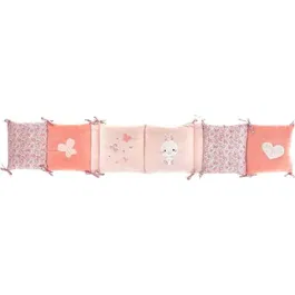 Domiva Tour de lit bébé Lapinou en microfibre polyester, adaptable 60x120 et 70x140 cm, rose, 30x180 cm