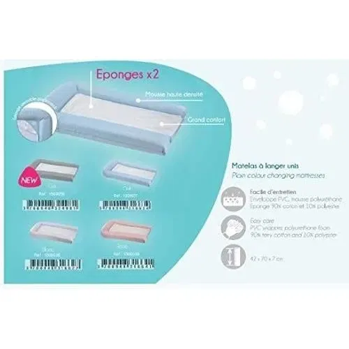 Domiva - Matelas à langer en PVC avec éponges amovibles - Blanc - 42 x 70 cm - Confortable et moelleux Domiva - Matelas à langer en PVC avec éponges amovibles - Blanc - 42 x 70 cm - Confortable et moelleux
