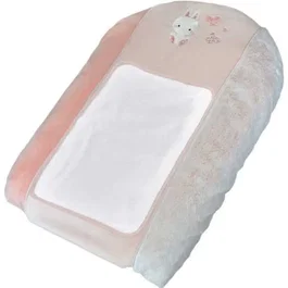 Domiva Matelas à langer Lapinou avec housse et 2 serviettes amovibles - Rose - 50 x 75 cm