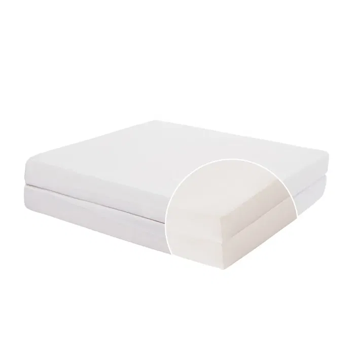 Candide Matelas bébé pliant 2 parties Essentiel, déhoussable, dessous PVC, 60x120x7 cm, densité 20kg/m³, fabriqué en France - Garantie 5 ans