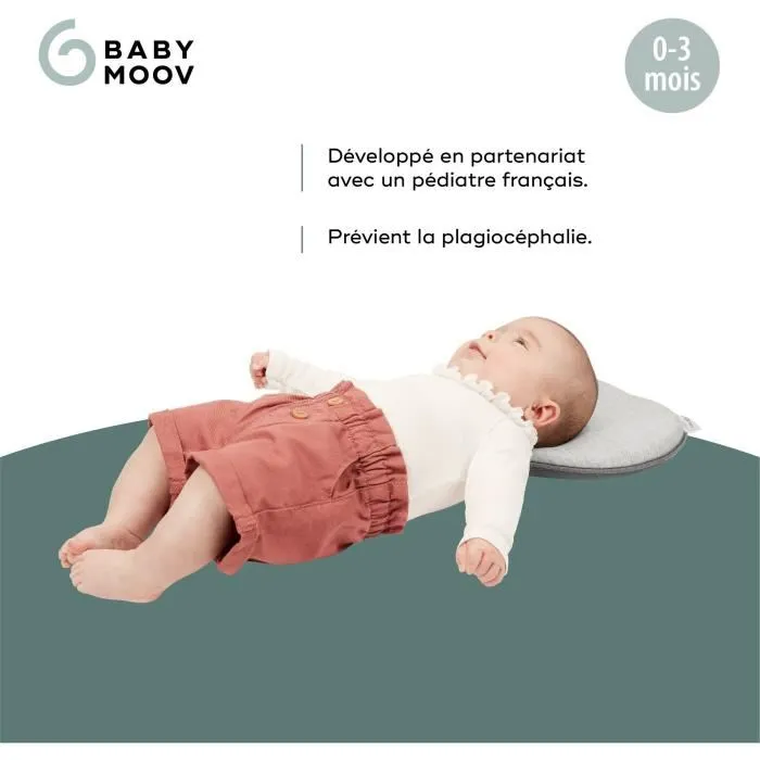 Babymoov Lovenest Support ergonomique pour tête de bébé - Tissu coton respirant - Gris fumé