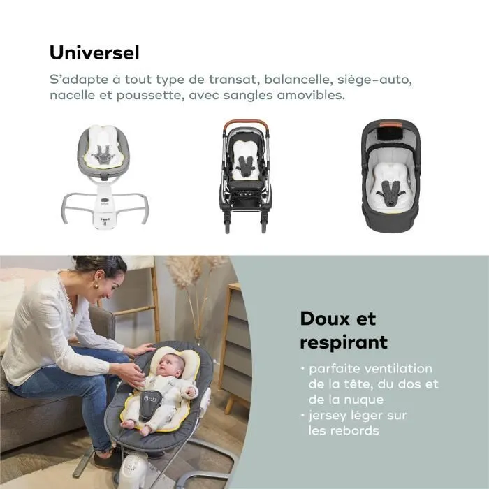 Babymoov Cosymorpho Smokey fresco, Réducteur Ergonomique pour Bébé, Tête et Corps Bien Ronds, Tissu Doux et Respirant