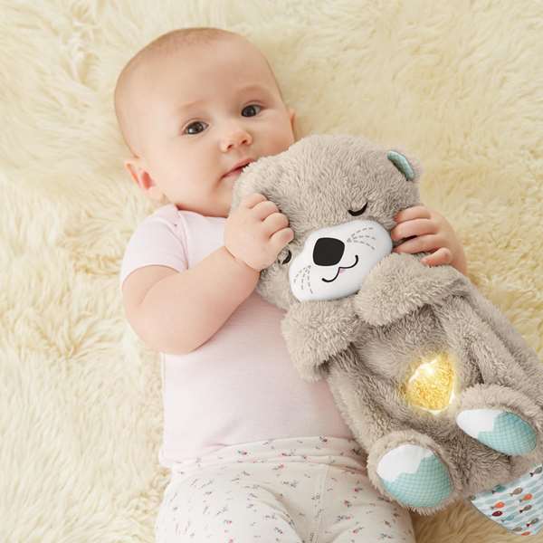 Mattel Peluche Nutria de Relaxation pour Heure du Coucher - Émet des Sons Apaisants et Mouvement du Ventre - 1 Mois à 99 Ans