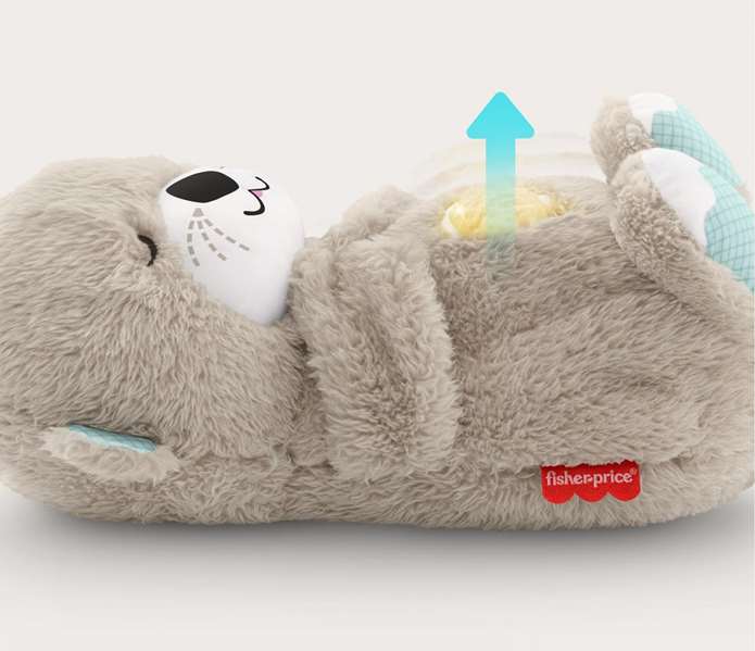 Mattel Peluche Nutria de Relaxation pour Heure du Coucher - Émet des Sons Apaisants et Mouvement du Ventre - 1 Mois à 99 Ans
