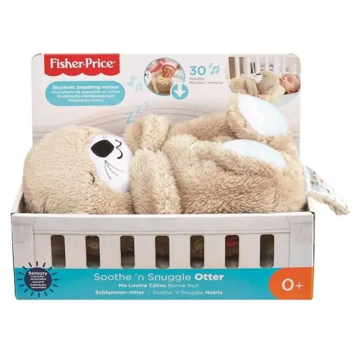 Fisher-Price FXC66 - Ma Loutre Câlins Bonne Nuit - Peluche Veilleuse Musicale Lumineuse pour Bébé - Imite Battements de Coeur et Respiration - Jouet d'Eveil dès la Naissance