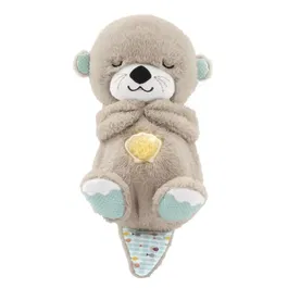 Fisher-Price FXC66 - Ma Loutre Câlins Bonne Nuit - Peluche Veilleuse Musicale Lumineuse pour Bébé - Imite Battements de Coeur et Respiration - Jouet d'Eveil dès la Naissance