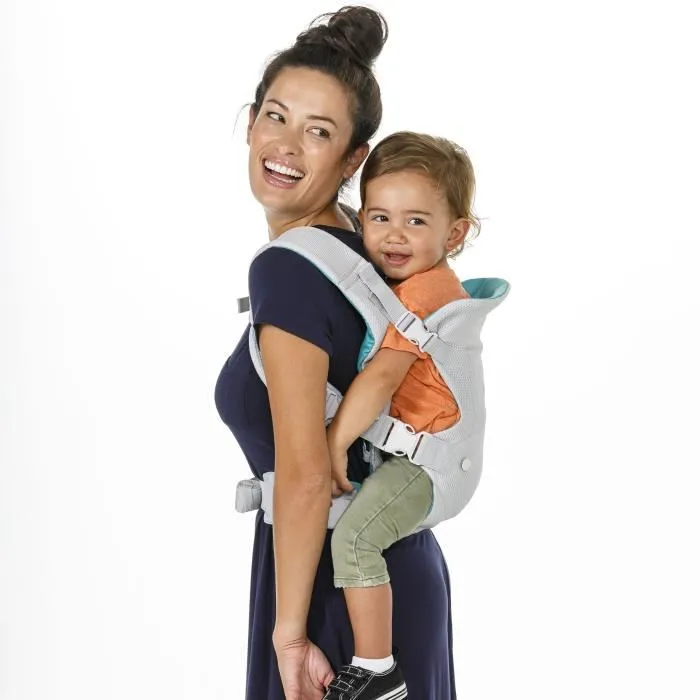Infantino Porte-bébé Flip Air - Porte-bébé ergonomique 4 positions (face au monde, face à vous, dos) pour enfants 3.6-14.5 kg, textile mesh respirant et appui-tête réglable