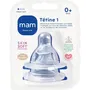 MAM Lot de 2 tétines en silicone débit lent 1 pour biberon, tétine anatomique +0 mois, pour une tétée naturelle