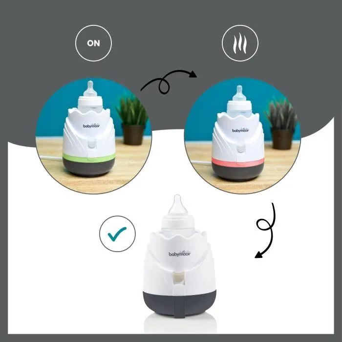 BABYMOOV Calienta biberones Tulipe Cream - Chauffe-biberon rapide et universel avec arrêt automatique
