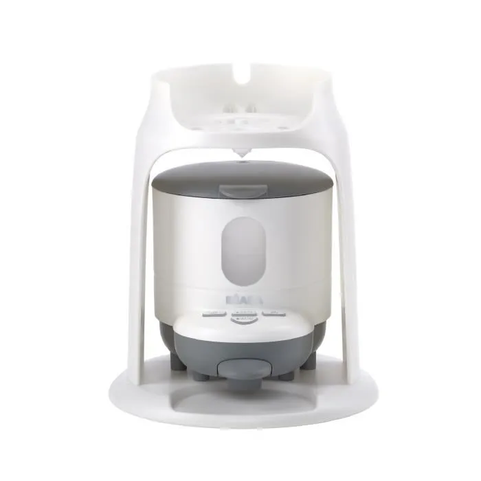 Beaba Bib' Expresso - Chauffe-biberon et réchauffeur de petits pots 2 en 1 - Température exacte instantanée - Bain-marie - Blanc et gris