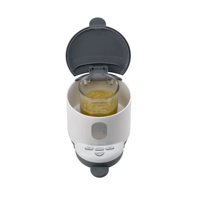 Beaba Bib' Expresso - Chauffe-biberon et réchauffeur de petits pots 2 en 1 - Température exacte instantanée - Bain-marie - Blanc et gris