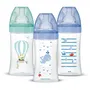 Dodie Lot de 3 Biberons Anti-Colique Sensation+ 270 ml, Tétine Plate Débit 2, 0-6 Mois, Bleu Mer et Vert Air