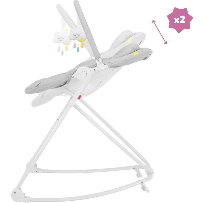 Badabulle Transat Compact'up en altura - Candy, Pliage facile, Hauteur réglable, Dossier inclinable, Fonction balancelle, Jouet amovible