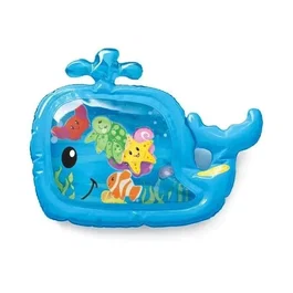 Infantino Tapis sensoriel à eau, 6 personnages flottants, jouet d'apprentissage pour bébé, tapis de jeu pour temps sur le ventre, chaise haute et poussette