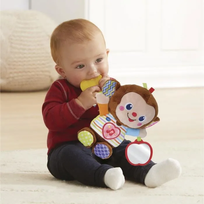 VTech Baby Noé - Jouet d'éveil interactif P'tit Singe d'activités avec textures, bouton lumineux, miroir et anneau de dentition, pour enfants 3 à 36 mois