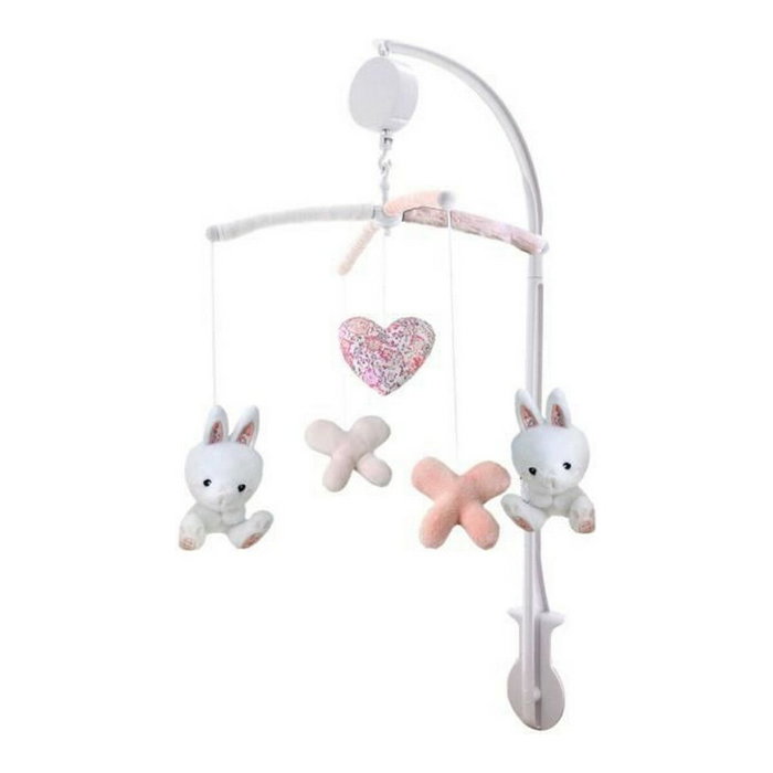 Domiva Mobile musical Lapinou - Blanc/rose - 34 x 65 cm Domiva Mobile musical Lapinou - Blanc/rose - 34 x 65 cm