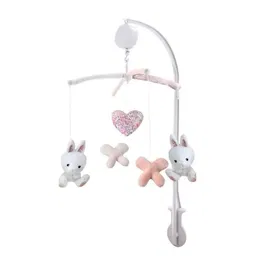 Domiva Mobile musical Lapinou - Arche PVC avec peluches amovibles et lavables, Blanc/Rose, 34 x 65 cm, norme XP NF 71-1-2-3, pour chambre de bébé