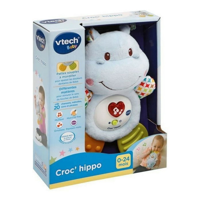 Vtech Baby Hochet Croc'Hippo Peluche Texturée Bleue