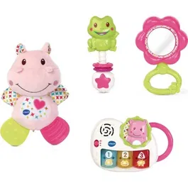 VTECH BABY Coffret Naissance Éveil des Sens Rose - Jouets d'éveil sensoriel pour bébé 0-36 mois - Hippo en peluche - Garantie 2 ans