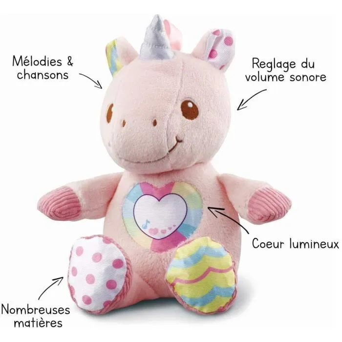 VTech Baby Maé Ma Licorne à Câliner - Peluche Musicale et Parlante pour Bébé - Éveil 0 à 36 Mois - Rose