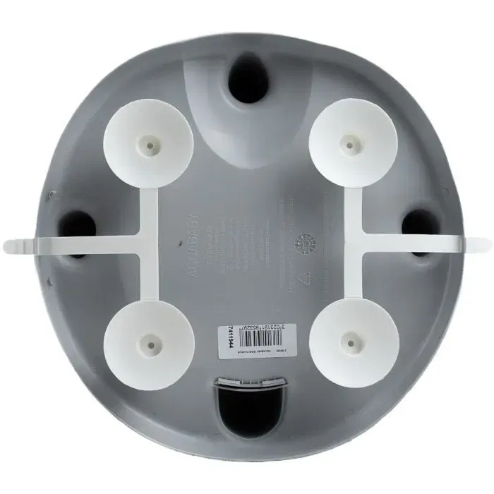 Thermobaby Anneau de bain Aquababy Gris Charme avec siège dossier, 3 jouets, 4 ventouses puissantes, surface antidérapante, pour bébés à partir de 7 mois