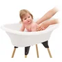 Thermobaby VASCO Blanc Muguet - Baignoire bébé 3 en 1 avec support et tuyau de vidange pour un bain confortable et rangement facile