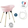 Thermobaby Kit Baignoire Bébé VASCO 3 en 1 Rose Poudré avec Pieds et Tuyau de Vidange, Baignoire Élevée et Pliante