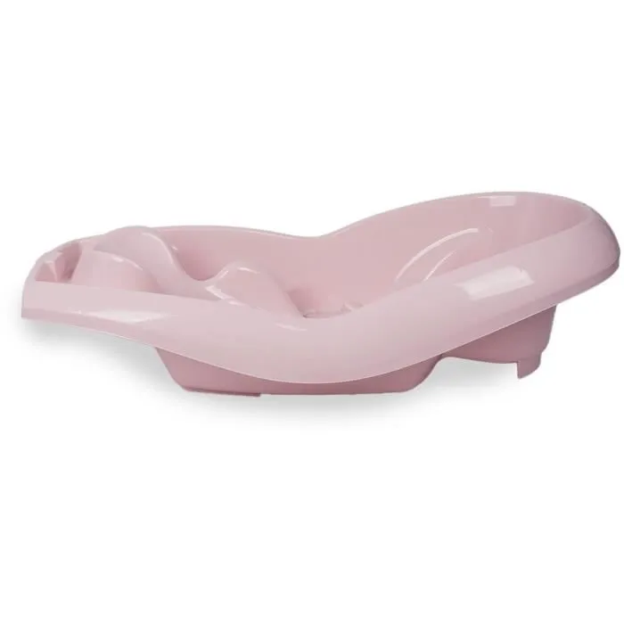 Thermobaby Baignoire Lagon Bébé Rose Poudré - Baignoire ergonomique semi-allongée en polypropylène pour nourrissons de 0 à 12 mois