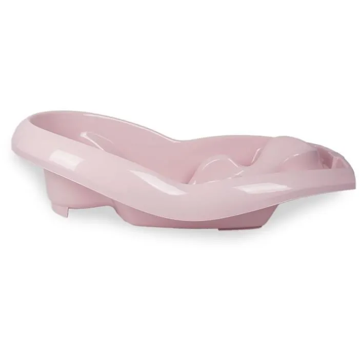 Thermobaby Baignoire Lagon Bébé Rose Poudré - Baignoire ergonomique semi-allongée en polypropylène pour nourrissons de 0 à 12 mois