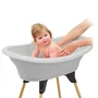 Thermobaby Pack baignoire Vasco 7 en 1 - Baignoire avec pied et vidange, transat Babycoon, thermomètre, éponge, brosse et peigne - Gris Charme